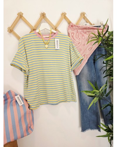 Camiseta Ribete Azul / Amarillo