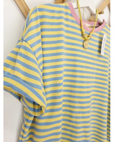 Camiseta Ribete Azul / Amarillo
