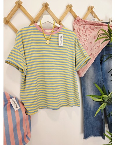 Camiseta Ribete Azul / Amarillo