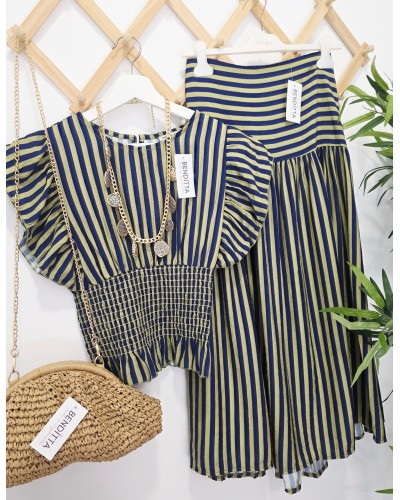 Blusa Nido de Abeja Oliva