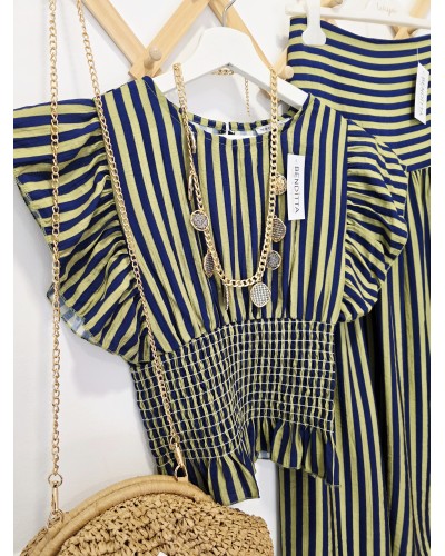 Blusa Nido de Abeja Oliva