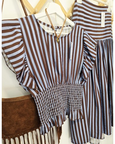 Blusa Nido de Abeja Azul