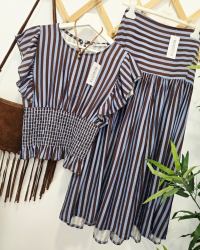 Blusa Nido de Abeja Azul