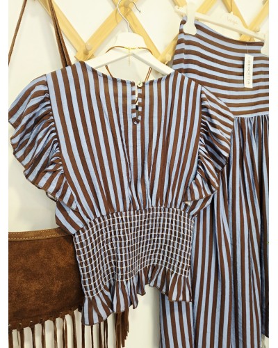 Blusa Nido de Abeja Azul