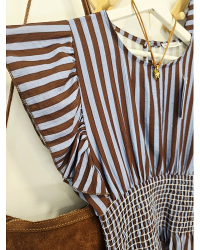Blusa Nido de Abeja Azul