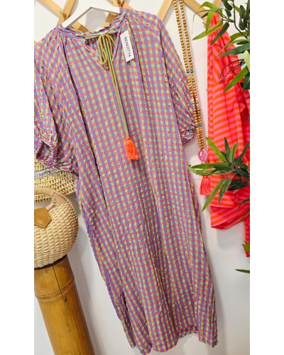 Vestido Borlas / Vichy Azul
