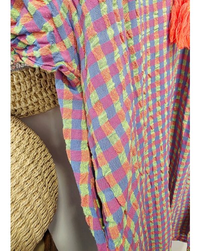 Vestido Borlas / Vichy Azul