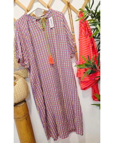 Vestido Borlas / Vichy Azul
