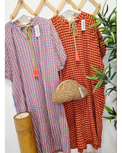 Vestido Borlas / Vichy Coral