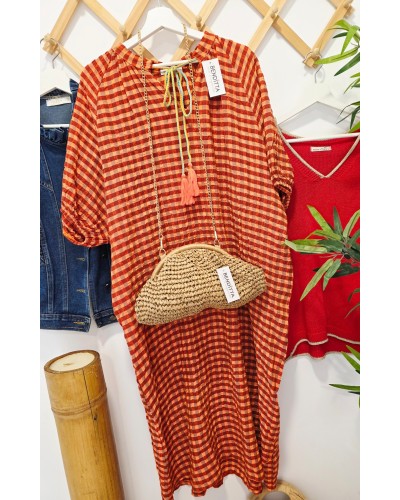 Vestido Borlas / Vichy Coral