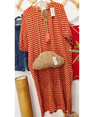 Vestido Borlas / Vichy Coral