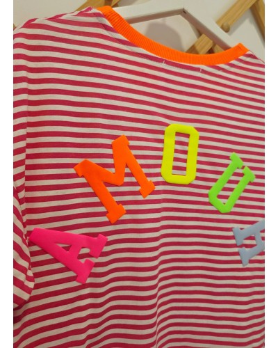 Camiseta Amour / Rayas Rosa