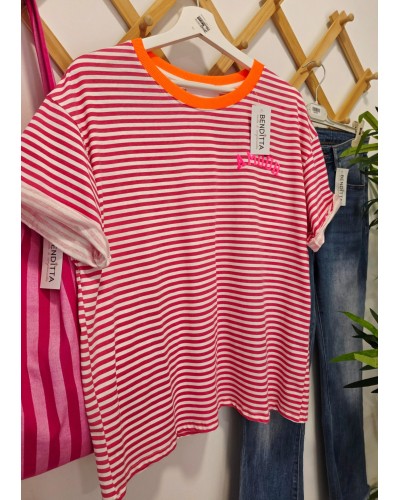 Camiseta Amour / Rayas Rosa