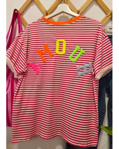 Camiseta Amour / Rayas Rosa