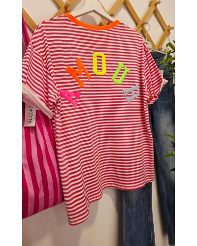 Camiseta Amour / Rayas Rosa