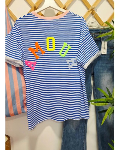 Camiseta Amour / Rayas Azul