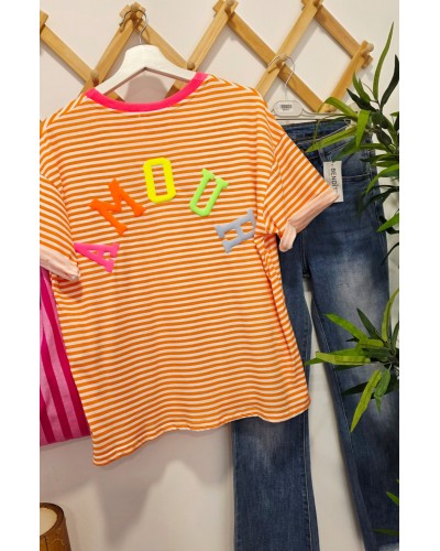 Camiseta Amour / Rayas Naranja