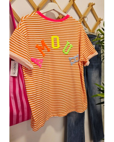 Camiseta Amour / Rayas Naranja