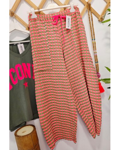 Pantalón Baggy Vichy / Rosa