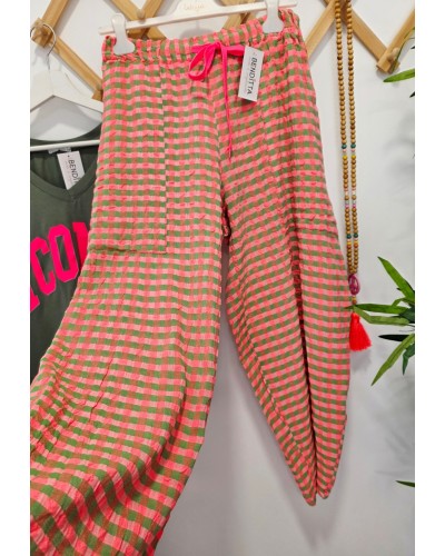 Pantalón Baggy Vichy / Rosa
