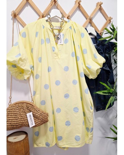 Vestido Manga Globo / Lunares Amarillo