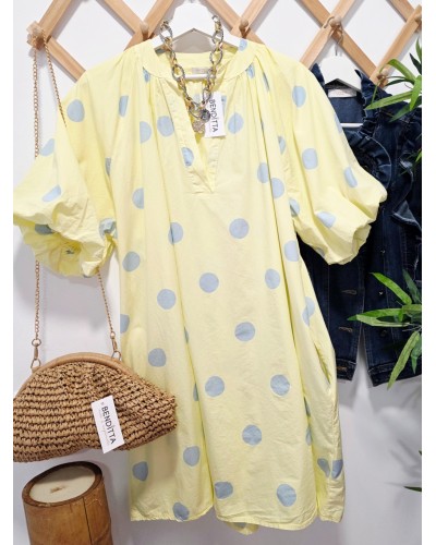Vestido Manga Globo / Lunares Amarillo