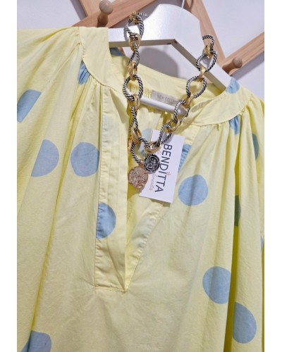 Vestido Manga Globo / Lunares Amarillo