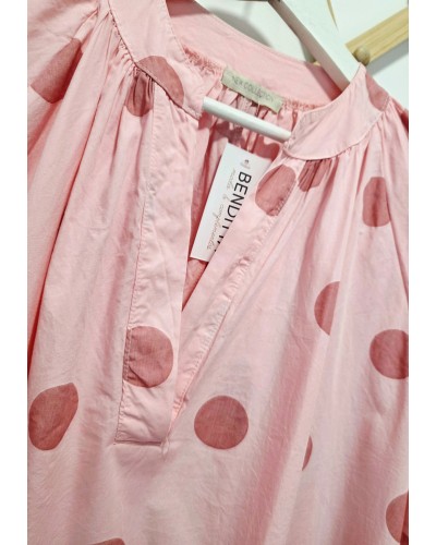 Vestido Manga Globo / Lunares Rosa