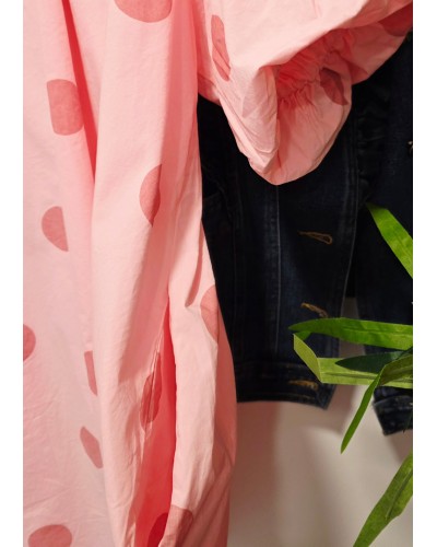 Vestido Manga Globo / Lunares Rosa