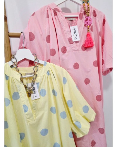 Vestido Manga Globo / Lunares Rosa