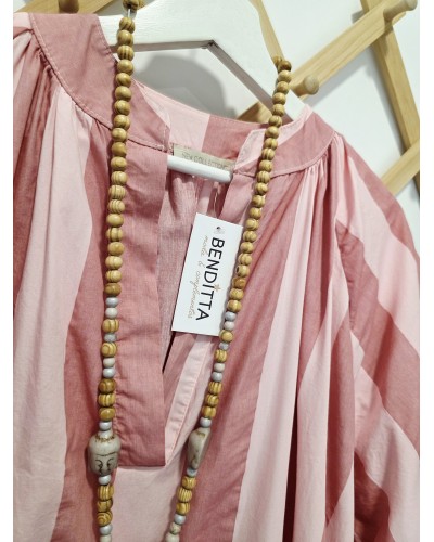 Vestido Manga Globo / Rayas Rosa