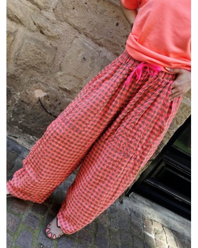 Pantalón Baggy Vichy / Rosa