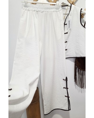 Conjunto Blanco / Alamares Marrón