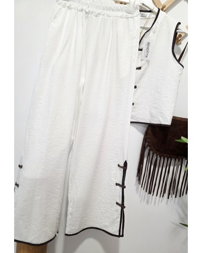 Conjunto Blanco / Alamares Marrón