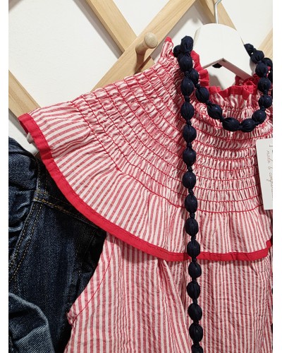 Blusa Cuello Rayas / Rojo