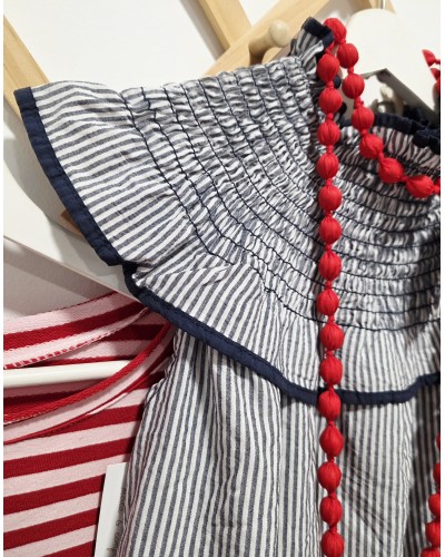 Blusa Cuello Rayas / Marino