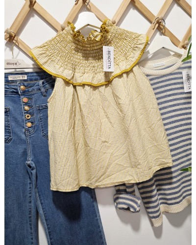 Blusa Cuello Rayas / Amarillo