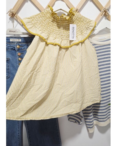 Blusa Cuello Rayas / Amarillo