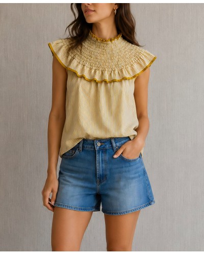 Blusa Cuello Rayas / Amarillo