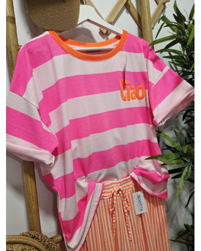 Camiseta Oversize Ciao / Rosa