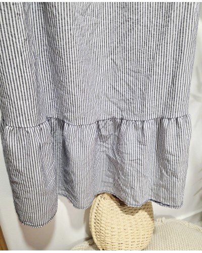 Vestido Cuello / Rayas Marino