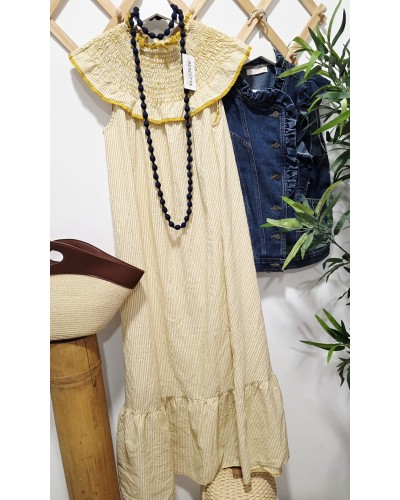 Vestido Cuello / Rayas Amarillo