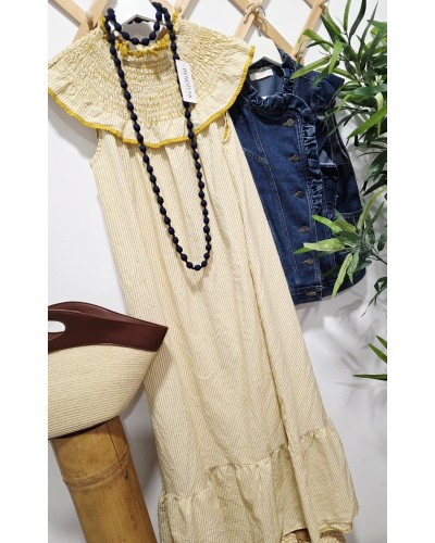 Vestido Cuello / Rayas Amarillo