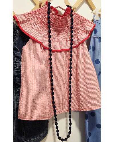 Collares Bolas / Tela Marino