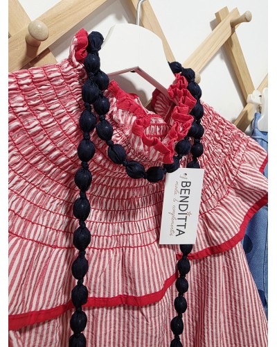 Collares Bolas / Tela Marino