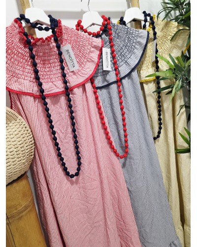 Collar Bolas / Tela Rojo