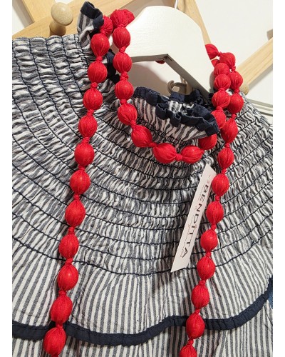 Collar Bolas / Tela Rojo