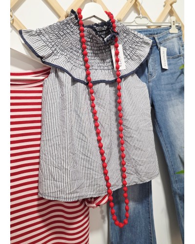 Collar Bolas / Tela Rojo