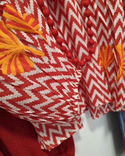 Blusón Zig Zag / Bordados Rojo
