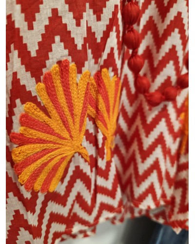Blusón Zig Zag / Bordados Rojo